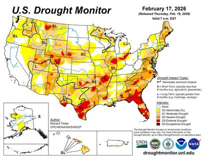 drought map from the U.S. Drought Monitor
