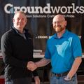 Groundworks founder Matt Malone shaking hands with the founder of WTX Foundation Repair, Justin Shepherd.