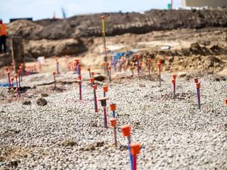 image of tubes inserted for liquefaction mitigation with Liquelock from Groundworks