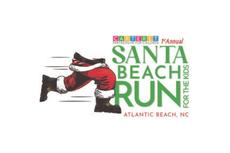 Illustration of Santa running with "Santa Beach Run for the Kids, Atlantic Beach, NC" text.