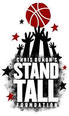 Silhouetted hands reach for a basketball above "Chris Duhon's Stand Tall Foundation" text, with stars around.