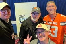 Ohio Basement Authority employees stand together at the ESPN Draft Party 2026