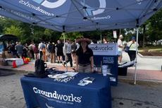 Groundworks team at sponsorship tent at the Taco Tour Manchester community event