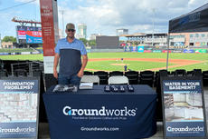 Groundworks employee at a Wichita Wind Surge baseball game