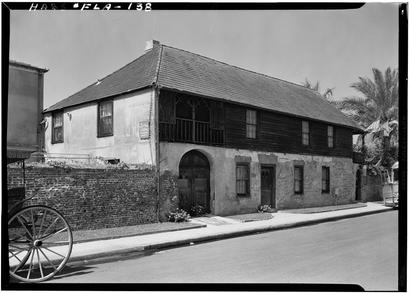 González–Alvarez House in St. Augustine, Florida, a historic Spanish colonial home built with coquina stone and masonry foundation construction.