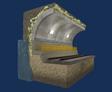 3D cutaway image showing polyurethane grout curtain wall to protect tunnel