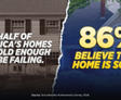A split image of old and new homes with text: "Half of America's homes are old; 86% believe their home is sound.