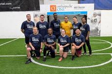 the Ohio Basement Authority adult soccer team at the Resolute Athletic Complex