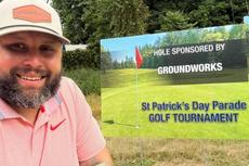 Groundworks crew member at St Patricks Day Golf sponsorship event New Haven, CT