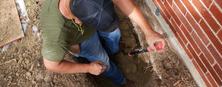 Crew fixing foundation