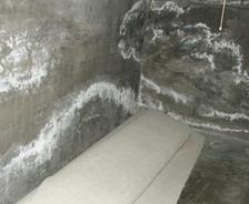 Efflorescence on basement walls.