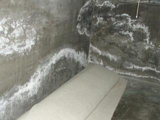 Efflorescence on basement walls.