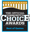 The Official Community's Choice Awards: Best of Gaston logo with stars and stripes.