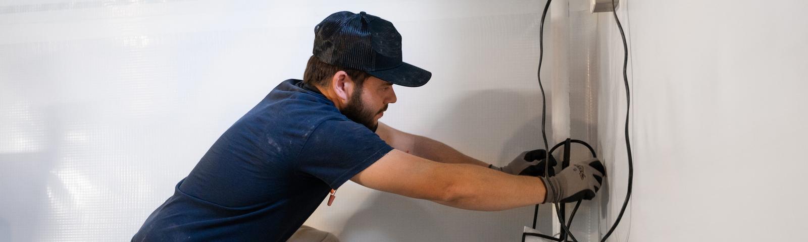 AquaGuard technician performing basement waterproofing