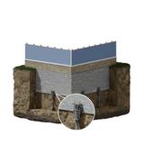Illustration of a house foundation with soil removed, showing installed foundation piers for support and foundation repair.