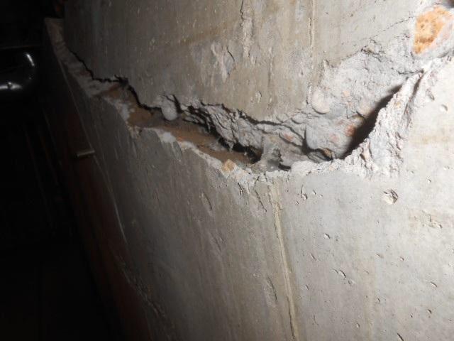 large crack, bowing wall