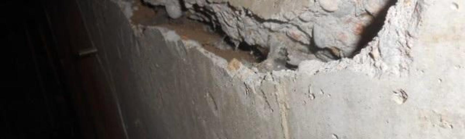 large crack, bowing wall