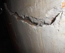 large crack, bowing wall