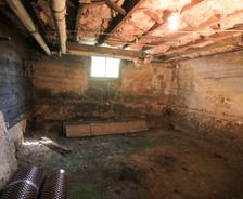 Wet basement with mold and damp insulation