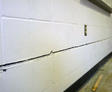Even crack along a bowing basement wall