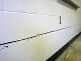 Even crack along a bowing basement wall