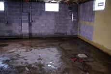 Flooded basement with window