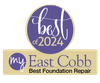 Best of 2024" badge for My East Cobb Basement Waterproofing and Foundation Repair on a purple and gold background.