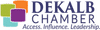Dekalb Chamber logo with colorful overlapping rectangles and the text "Access. Influence. Leadership.