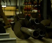 Helical piers in warehouse.
