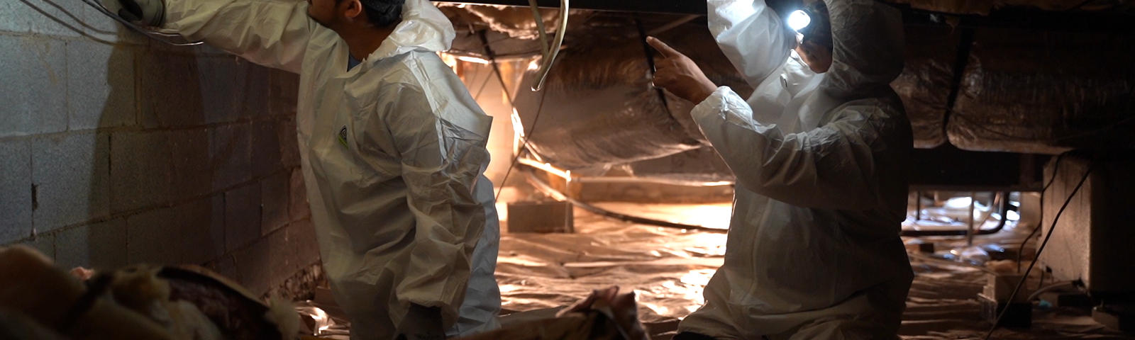 crew inspecting crawl space