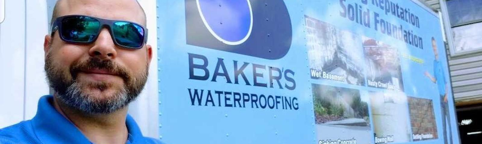 Bakers Waterproofing Truck with employee