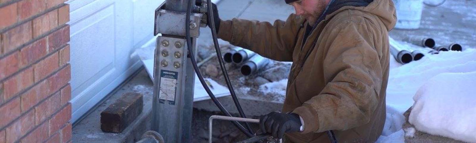 CFI installing Push Piers during winter storm