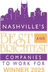 Purple Nashville skyline with text: Foundation Specialists—Nashville's Best and Brightest Companies to Work For Winner 2025.
