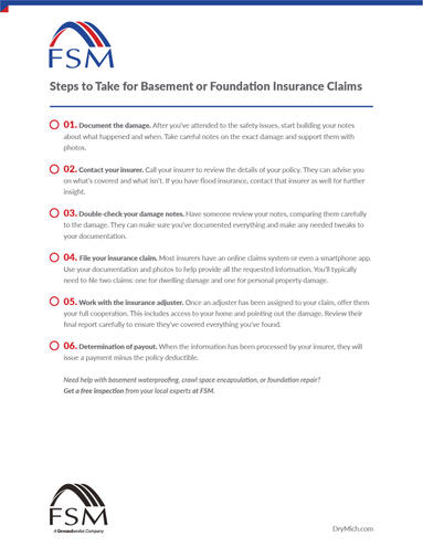 FSM Steps to Take for Basement or Foundation Insurance Claims