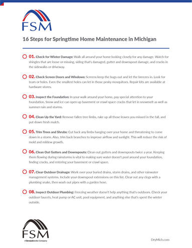 Springtime Home Maintenance - 16 Steps for Springtime Home Maintenance in Michigan