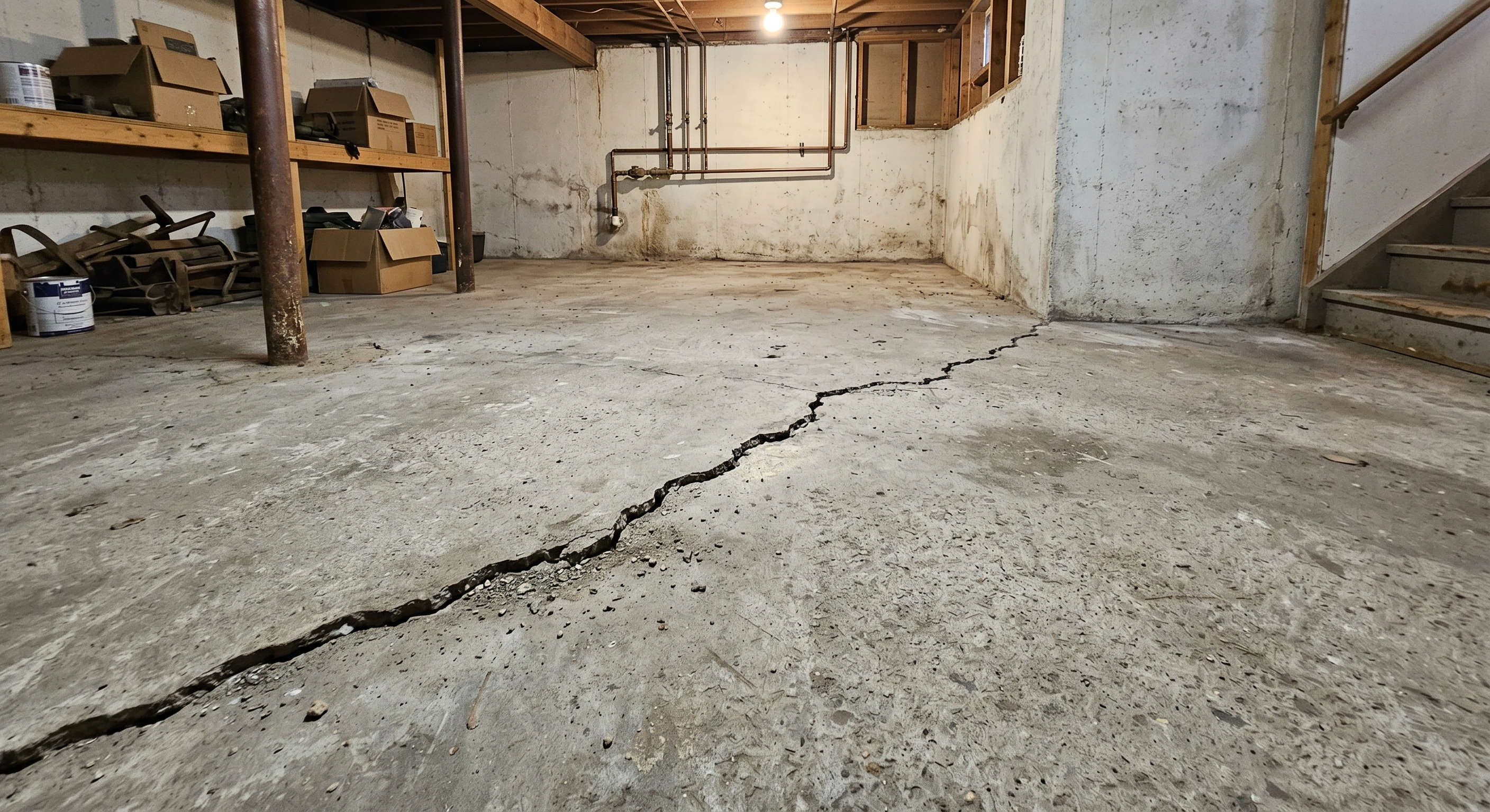 basement floor crack