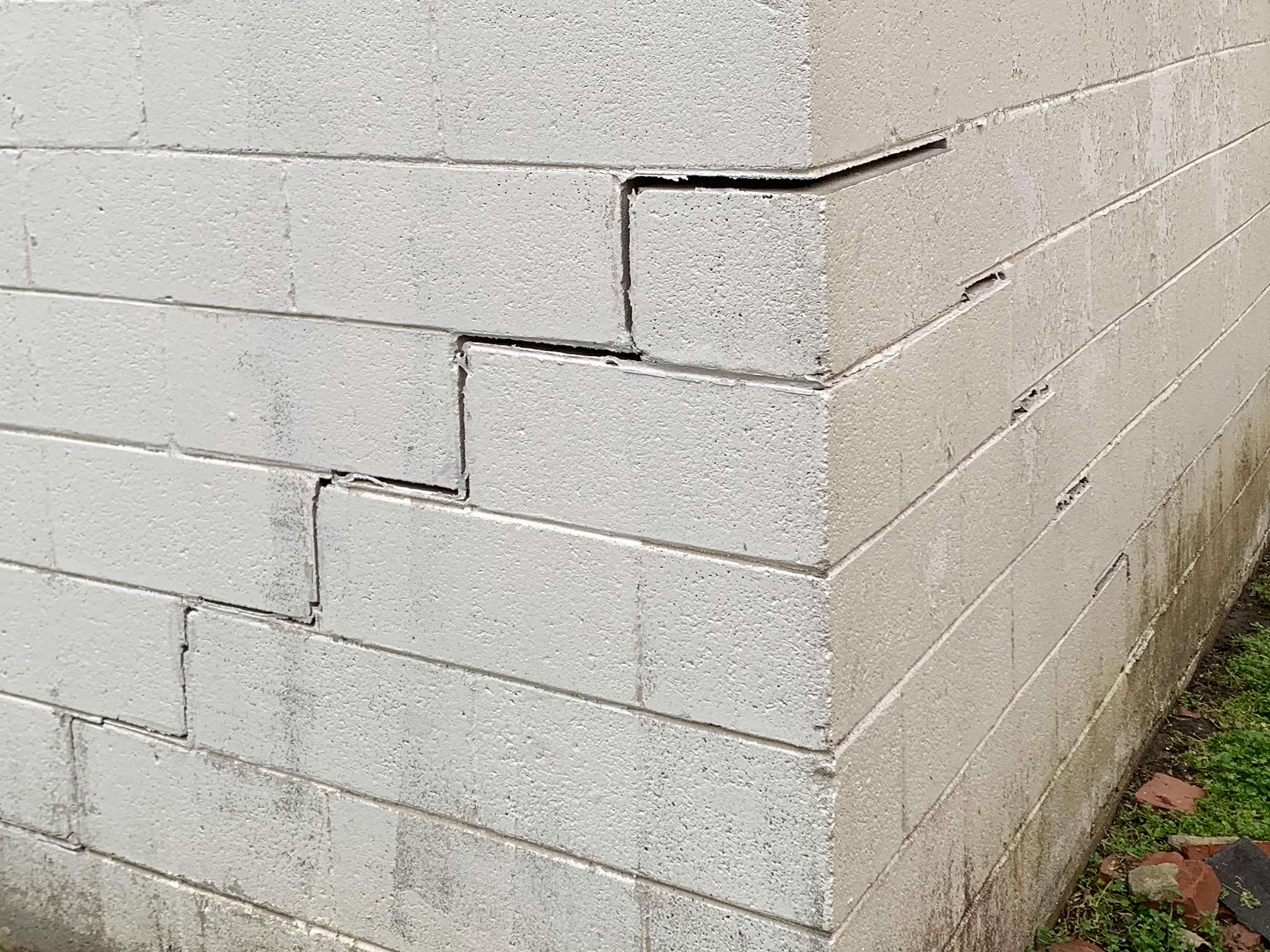 cracked block wall
