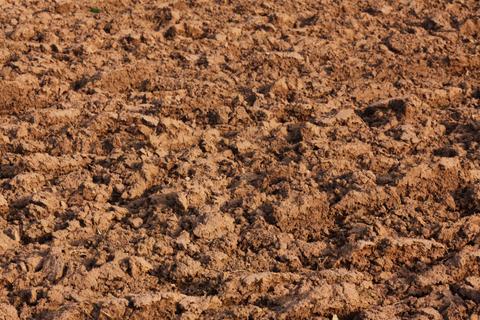 Brown, dry, and cracked soil surface under the sunlight reveals an arid, barren landscape characteristic of shrink-swell soil.