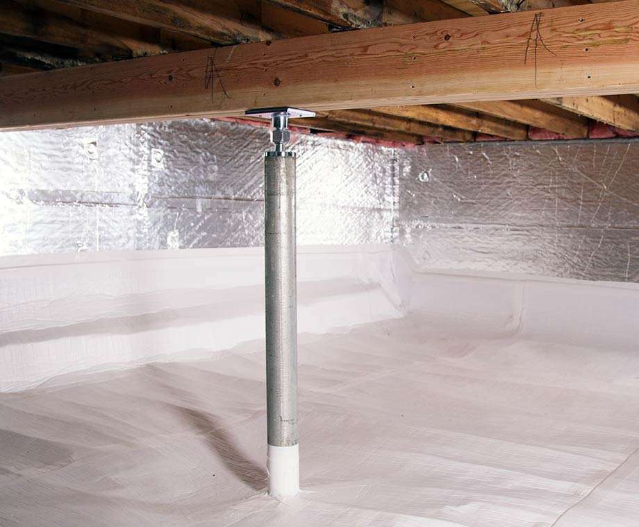 support jack in encapsulated crawl space