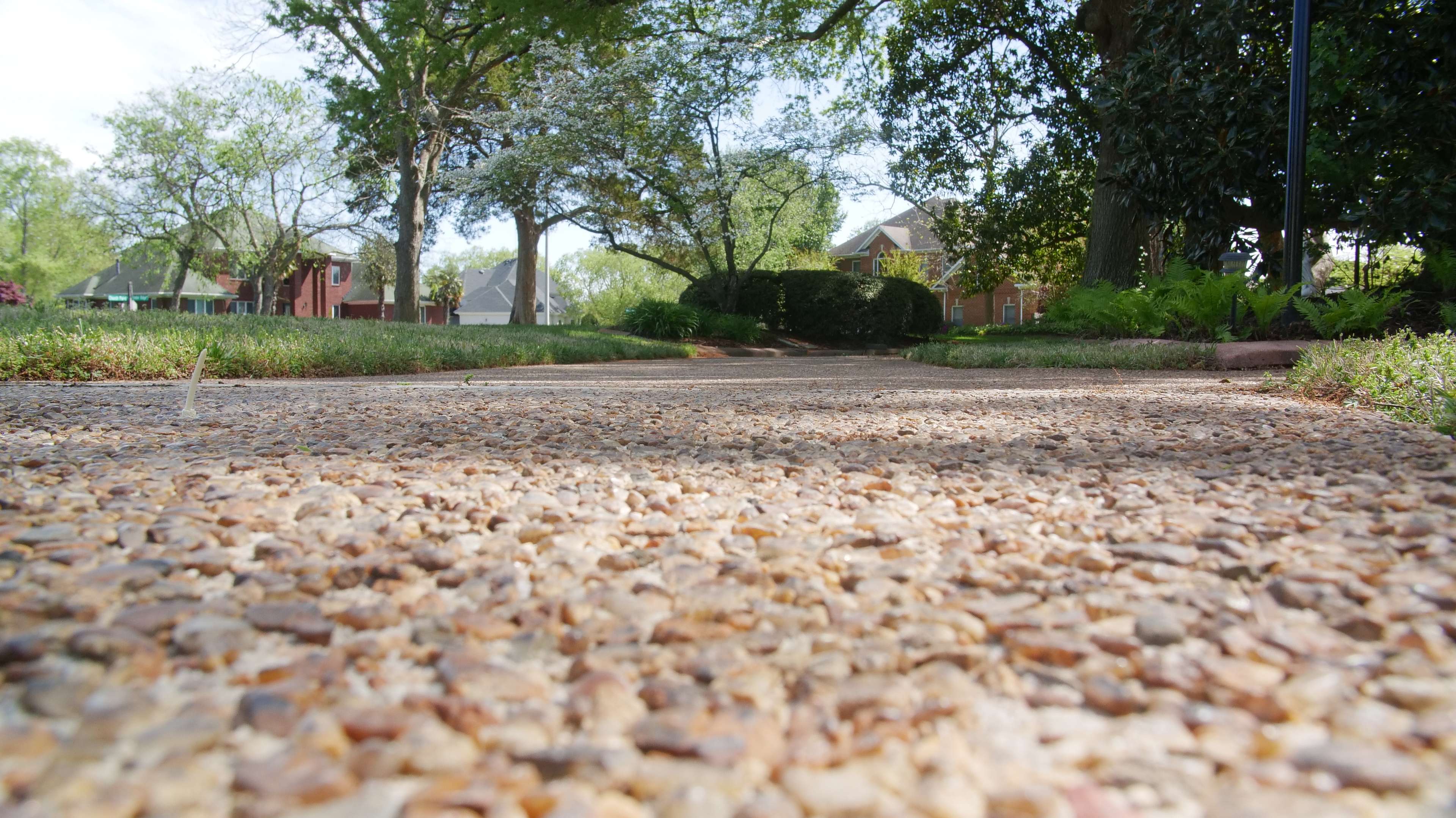 closeup of a sidewalk repaired with polyurethane foam