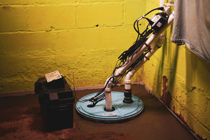 SafeDri sump pump installed in basement