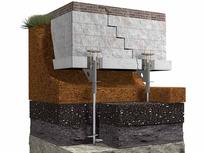 3D rendering of helical piers installed deep into soil