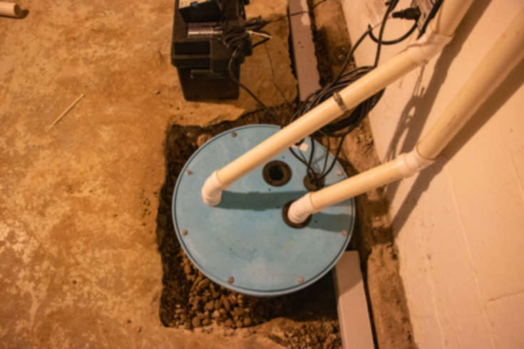 Sump pump installed in basement