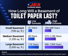 How long will a basement of toilet paper last?