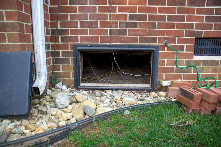 Open crawlspace door