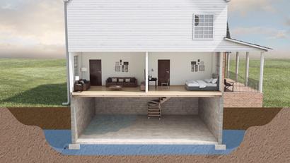 Flooding basement illustration