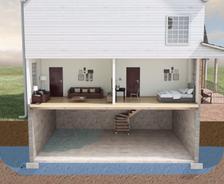 Flooding basement illustration