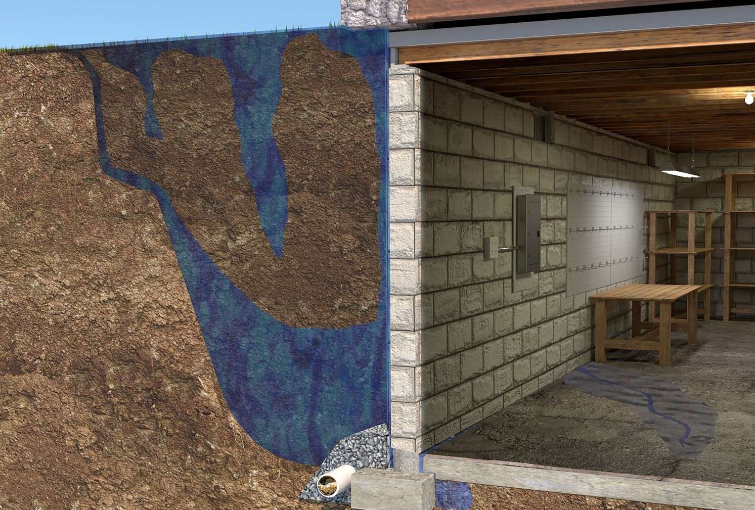 Graphic of Water Leaking Into Basement