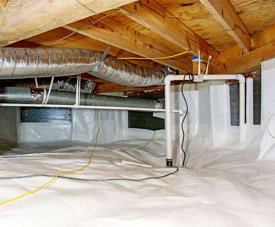 waterproofing installed in crawl space