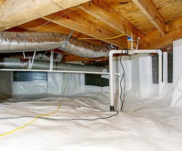 waterproofing installed in crawl space